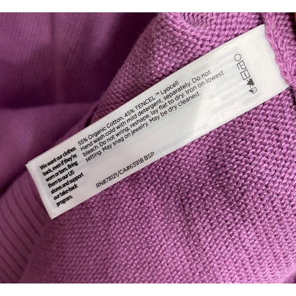 Eileen Fisher Purple V-Neck Organic Cotton‎ Tencel Knit Sweater Women's XL - Picture 4 of 4